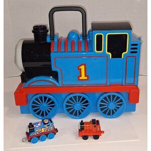 Thomas the tank take along carry storage case 17 slots vintage with two trains